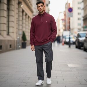 Polo Ralph Lauren Estate Rib Quarter-Zip Pullover – Size XL/TG - Burgundy